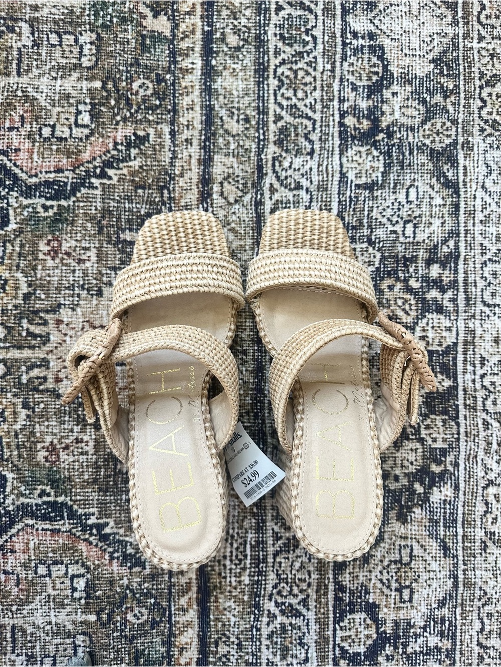 Beach by Matisse Women's Woven Tan Block Heel Sandals - Picture 3 of 6